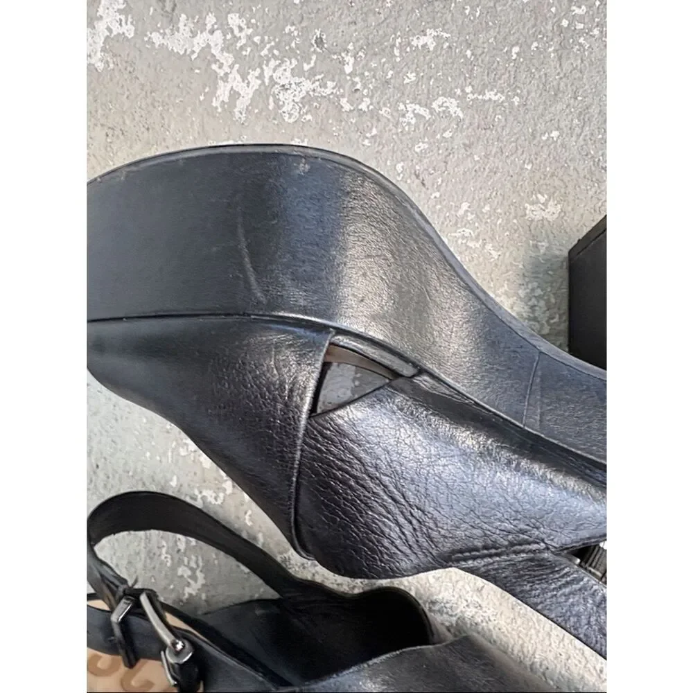 Schutz leather sling backpack platform sandals